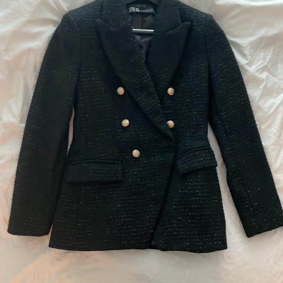 NWT Zara black with sparkle blazer, size small new with tags - Picture 12 of 12